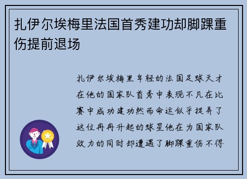 扎伊尔埃梅里法国首秀建功却脚踝重伤提前退场